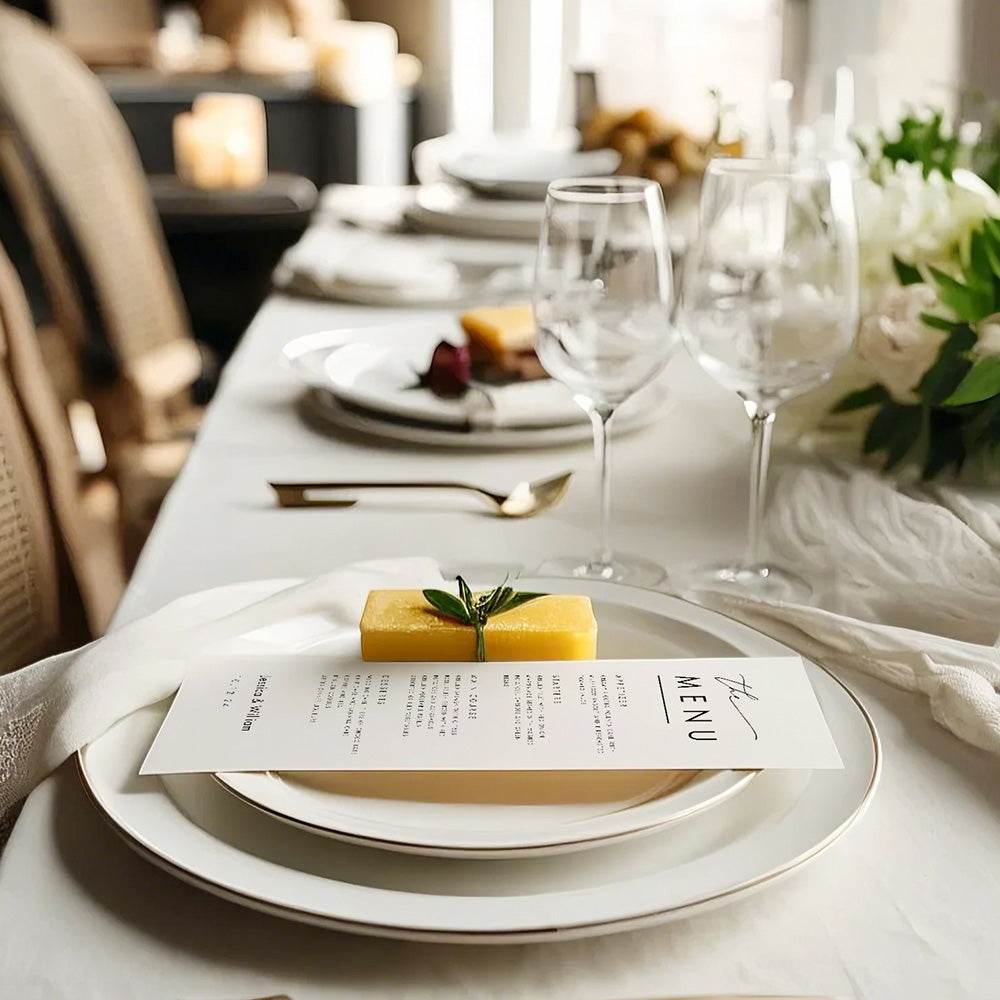 Carte Menu Mariage Minimaliste Personnalisée - Menu du Dîner de Mariage - MONBIJOO