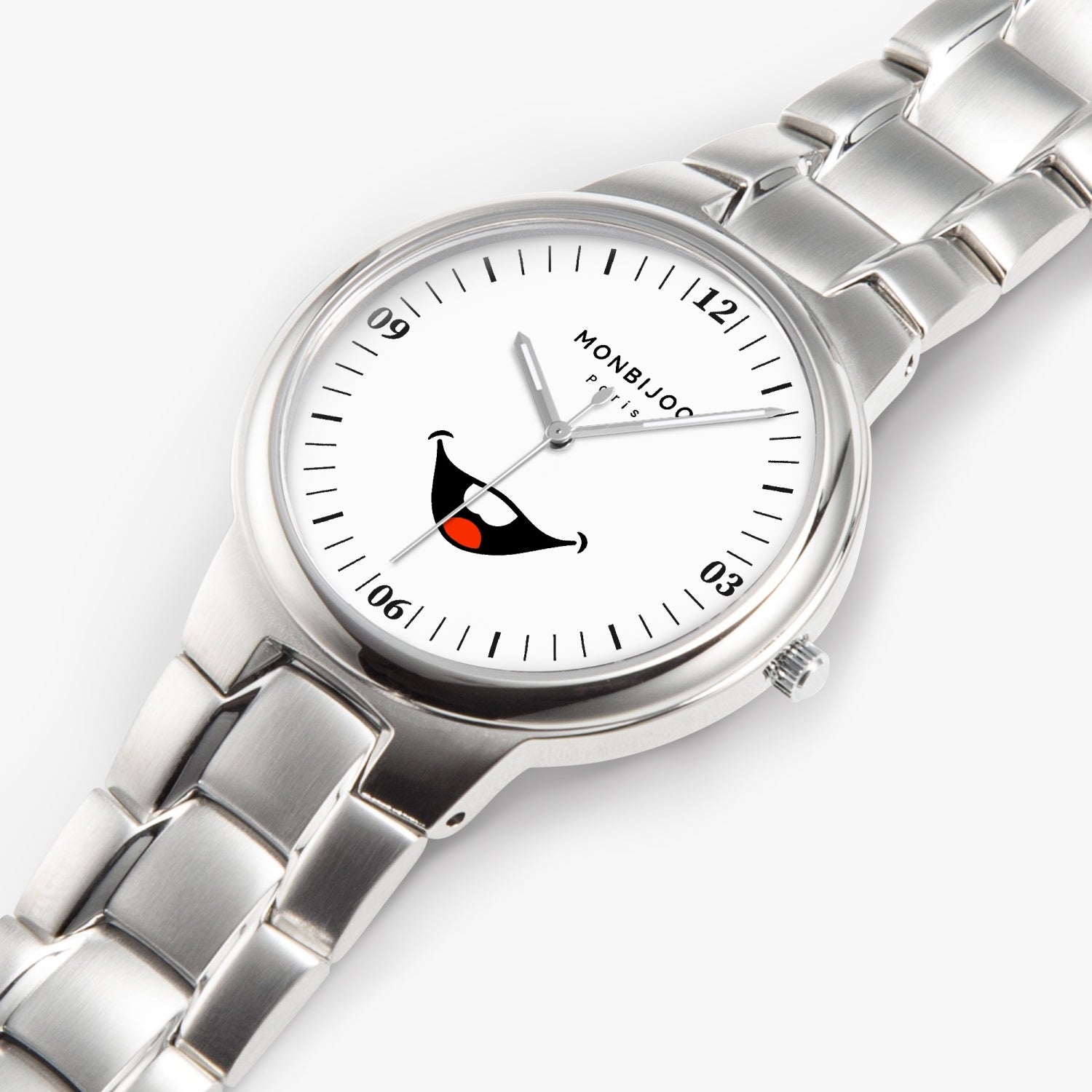 Montre Femme Exclusive Cadran HappyTime Bracelet Acier Argenté - MONBIJOO