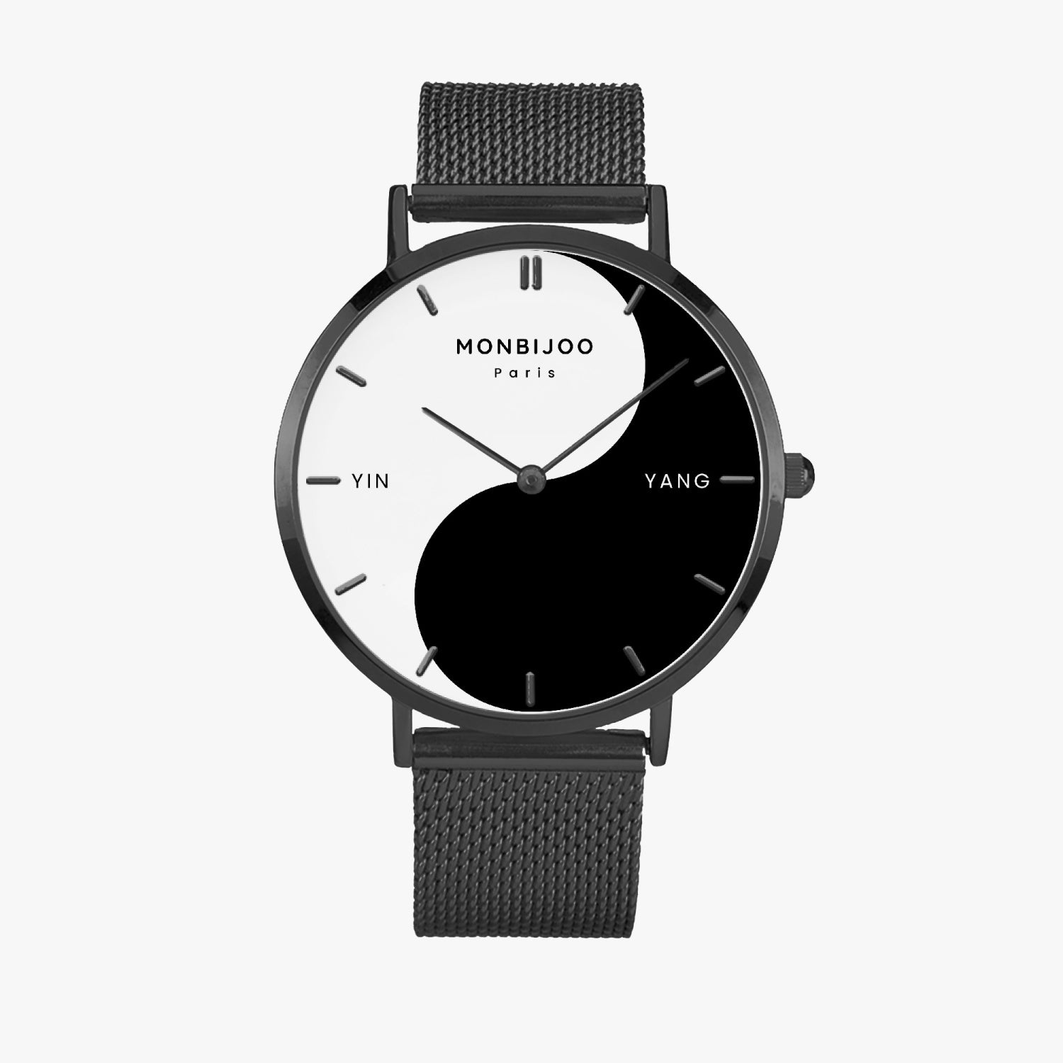 Montre Homme Stellar Cadran Yin Yang Bracelet Acier Noir - MONBIJOO