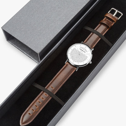 Montre Femme Aurora Cadran BloomLine Bracelet Cuir Marron - MONBIJOO