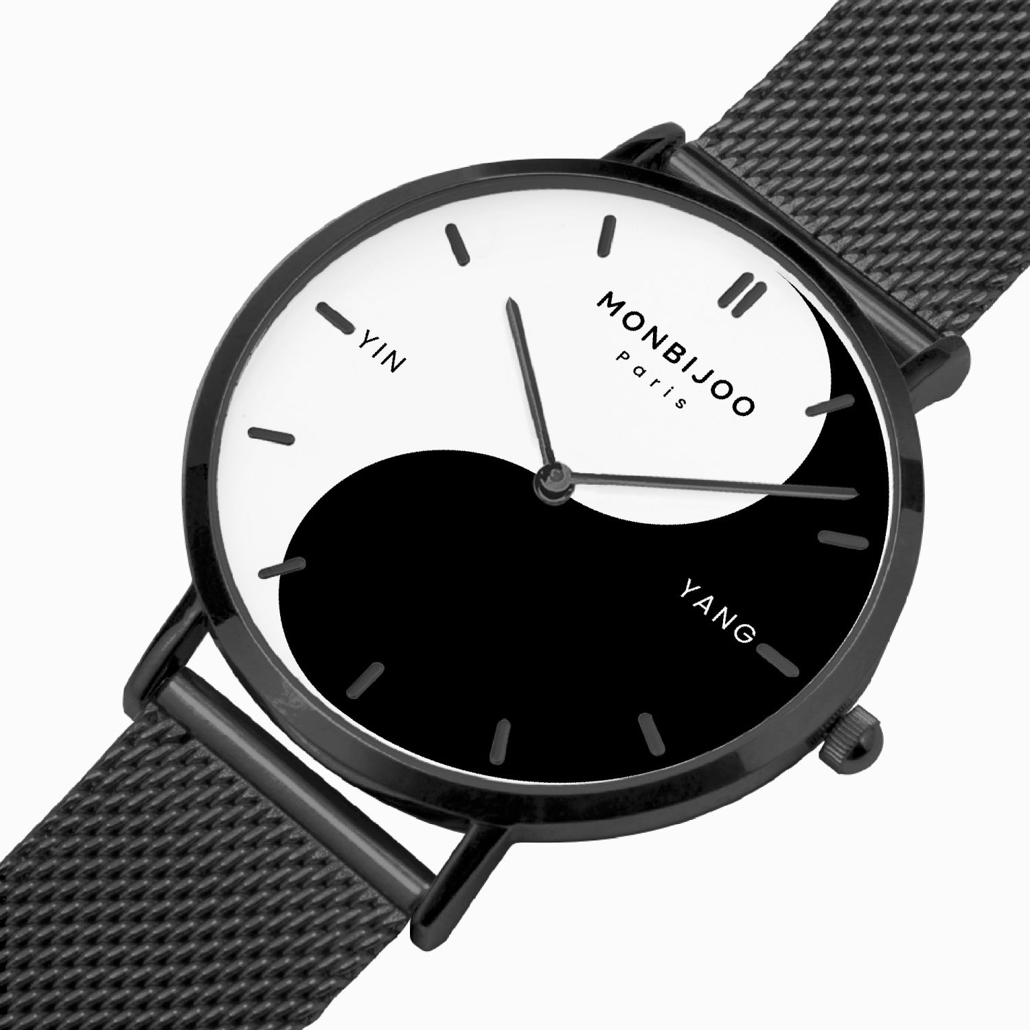 Montre Homme Stellar Cadran Yin Yang Bracelet Acier Noir - MONBIJOO