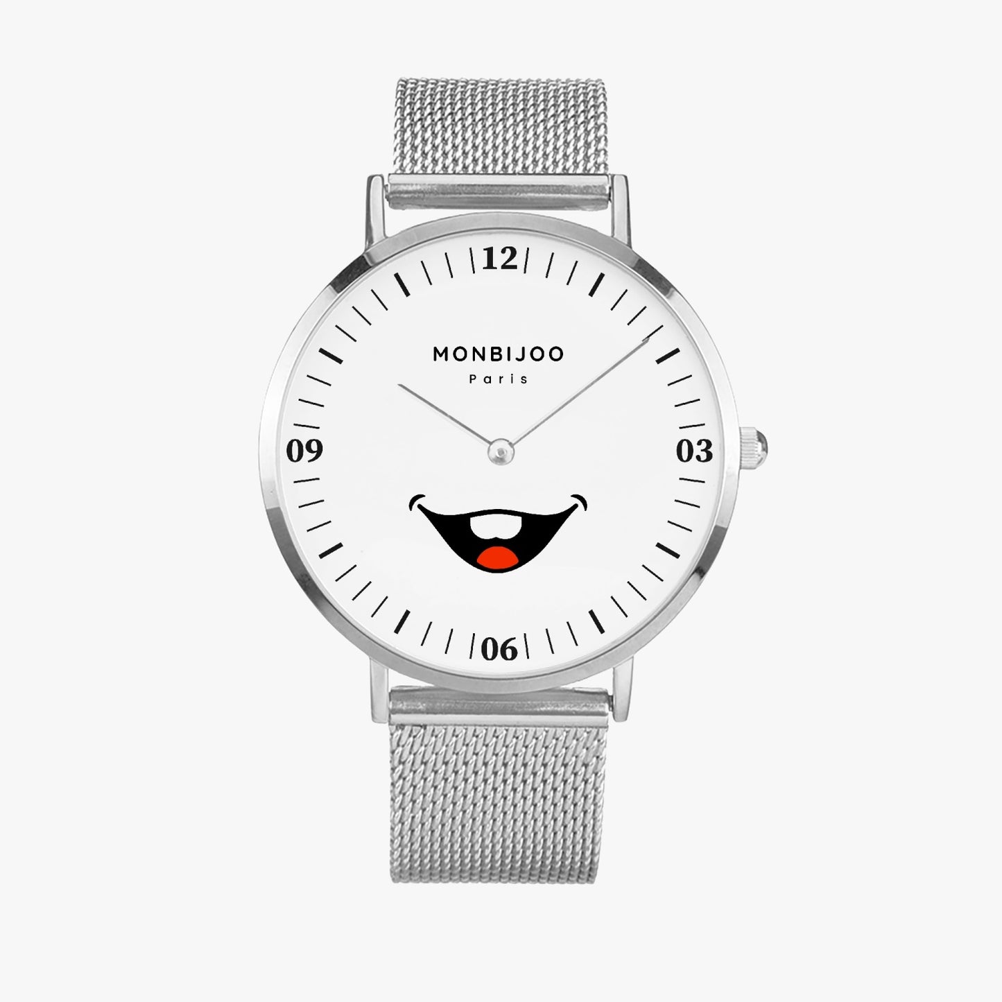 Montre Homme Fashion Cadran HappyTime Bracelet Acier Argenté - MONBIJOO