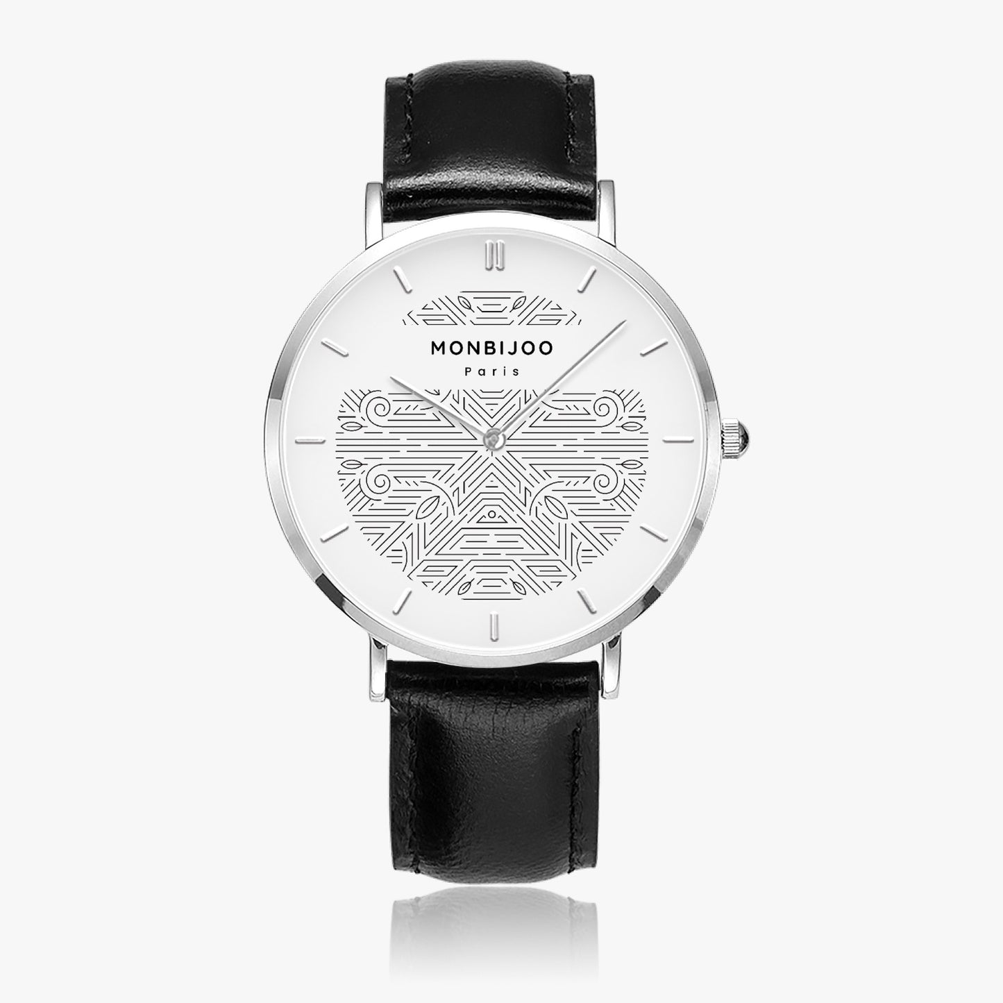 Montre Femme Aurora Cadran BloomLine Bracelet Cuir Noir - MONBIJOO