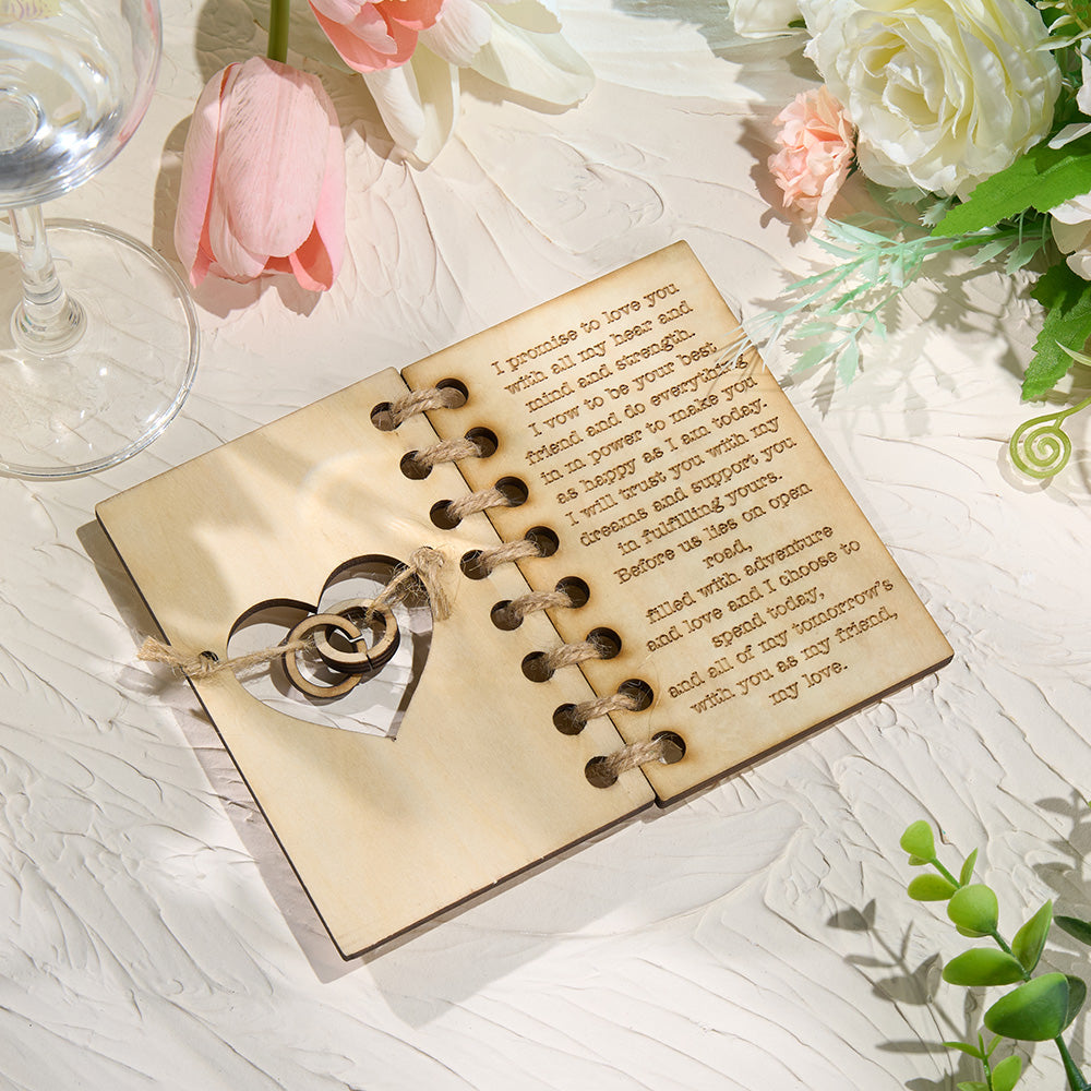 Livre de Vœux de Mariage en Bois Fait à la Main - Livre de Vœux Pour Les Mariés - MONBIJOO