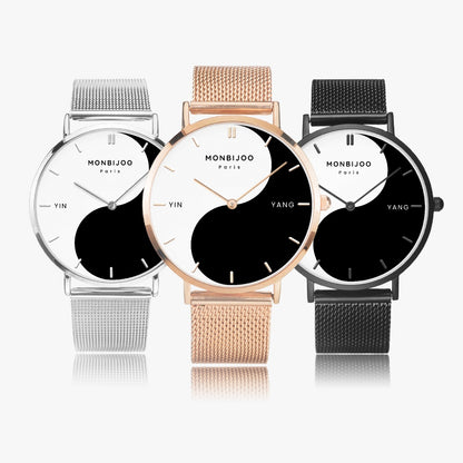 Montre Femme Stellar Cadran Yin Yang Bracelet Acier Noir - MONBIJOO