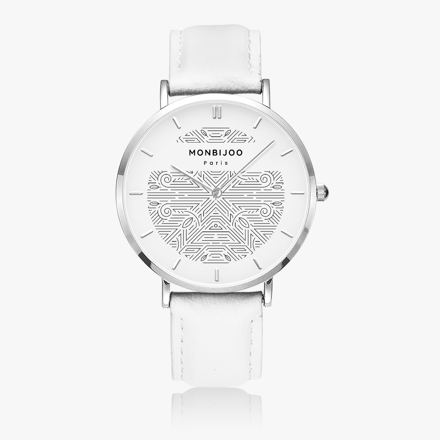Montre Homme Aurora Cadran BloomLine Bracelet Cuir Blanc - MONBIJOO