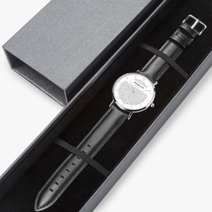 Montre Homme Aurora Cadran BloomLine Bracelet Cuir Noir - MONBIJOO