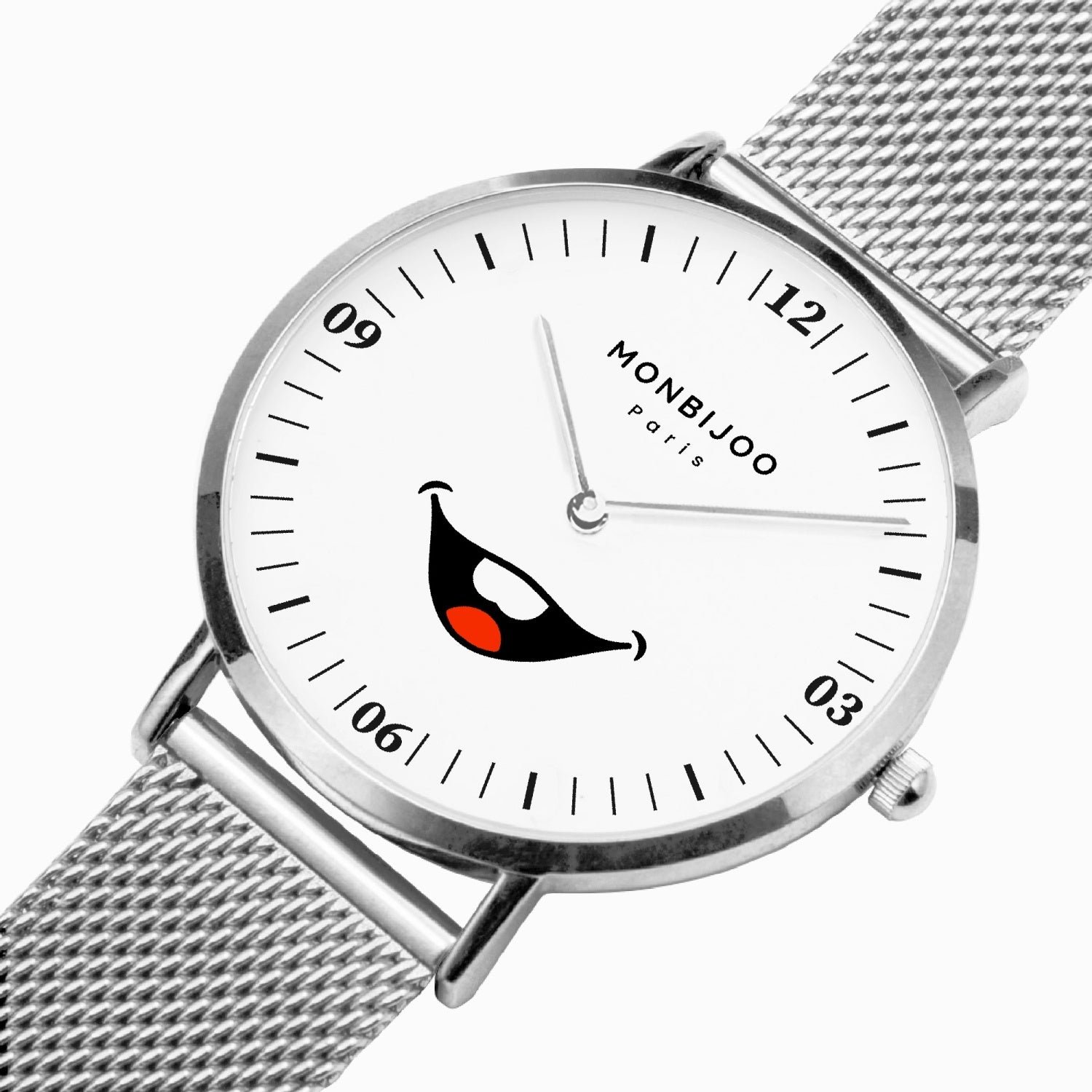 Montre Homme Fashion Cadran HappyTime Bracelet Acier Argenté - MONBIJOO