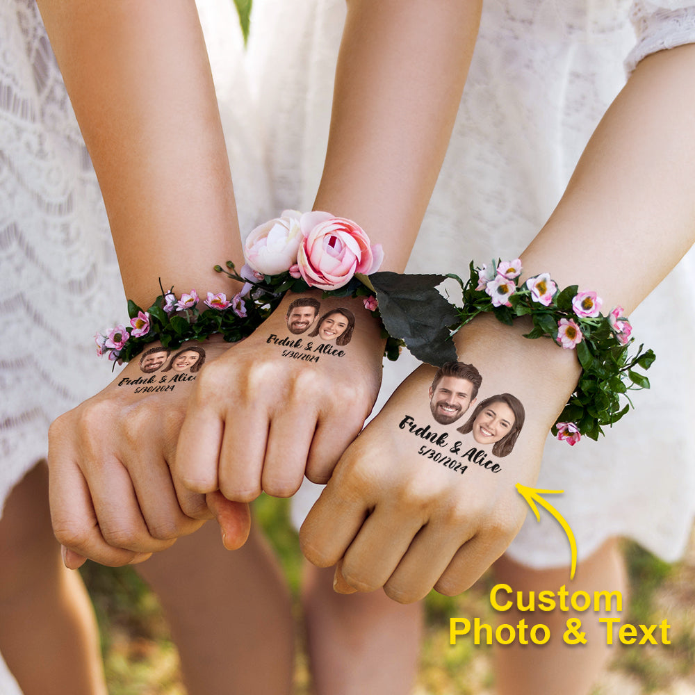 Lot de 15 Autocollants Personnalisés Tatouage Temporaires Imperméables Pour Mariage - MONBIJOO