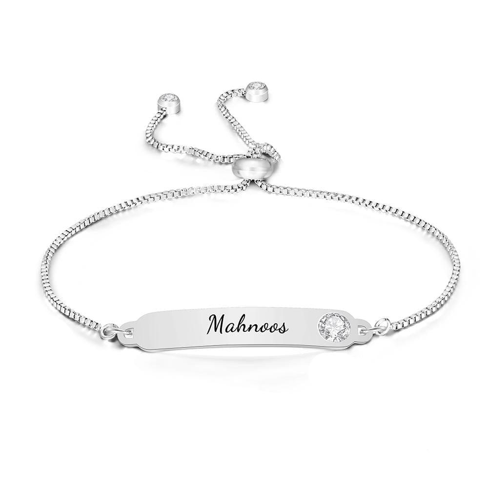 Bracelet Prénom Personnalisé avec nom gravé en argent - MONBIJOO