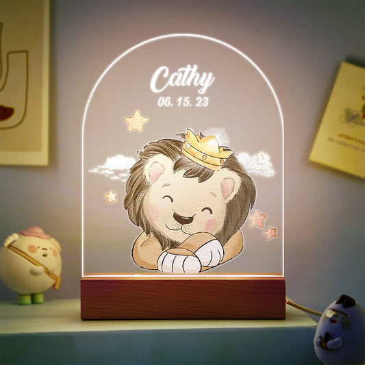 Veilleuse Personnalisée dessin lion, cadeau d'anniversaire pour enfant, cadeau de noël pour enfant fille et garçon