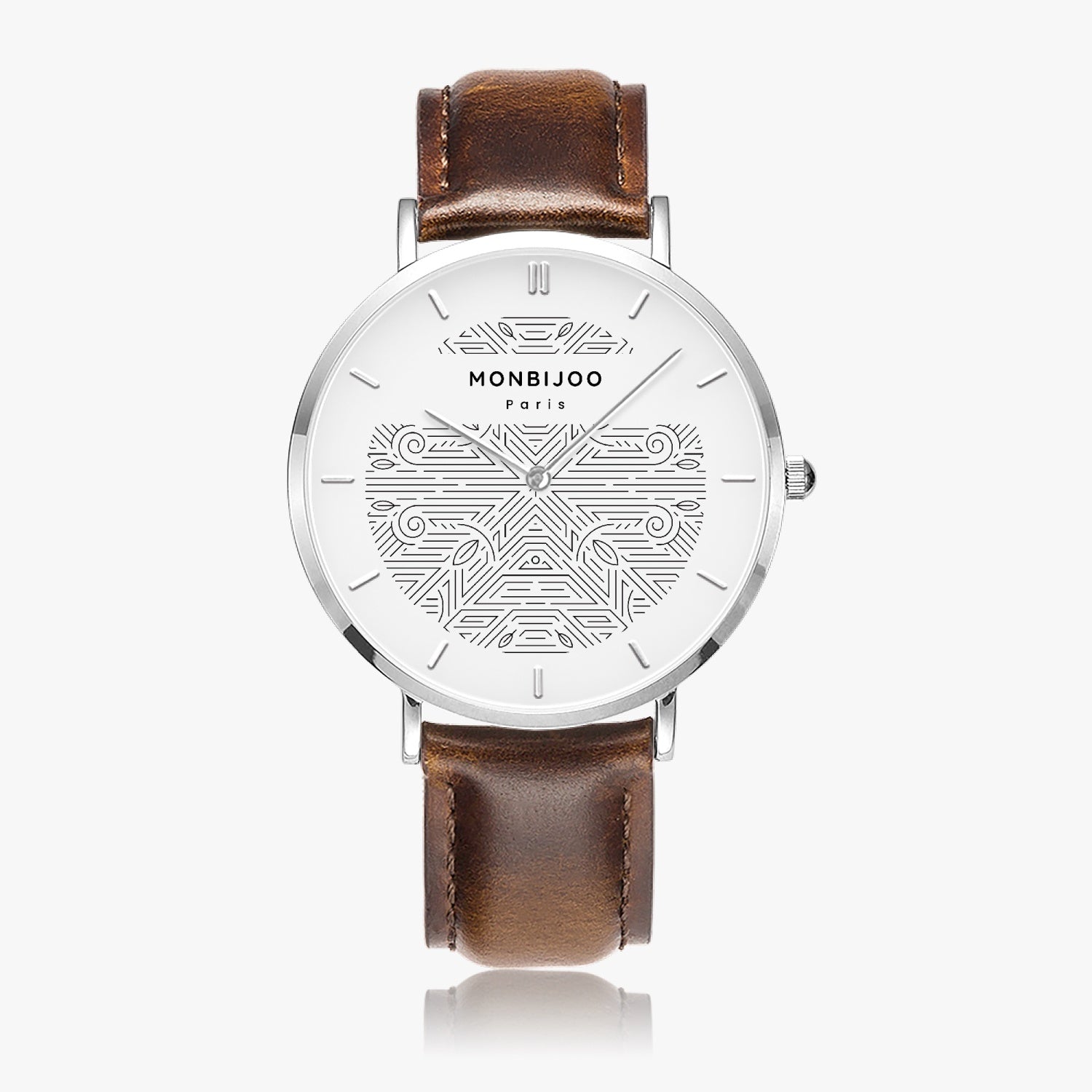 Montre Homme Aurora Cadran BloomLine Bracelet Cuir Marron - MONBIJOO