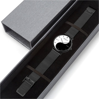 Montre Homme Stellar Cadran Yin Yang Bracelet Acier Noir - MONBIJOO